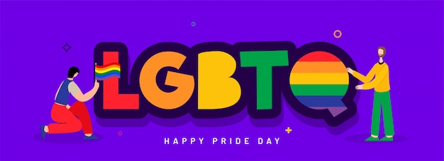 LGBTQ community banner design with illustration of Gay couple.