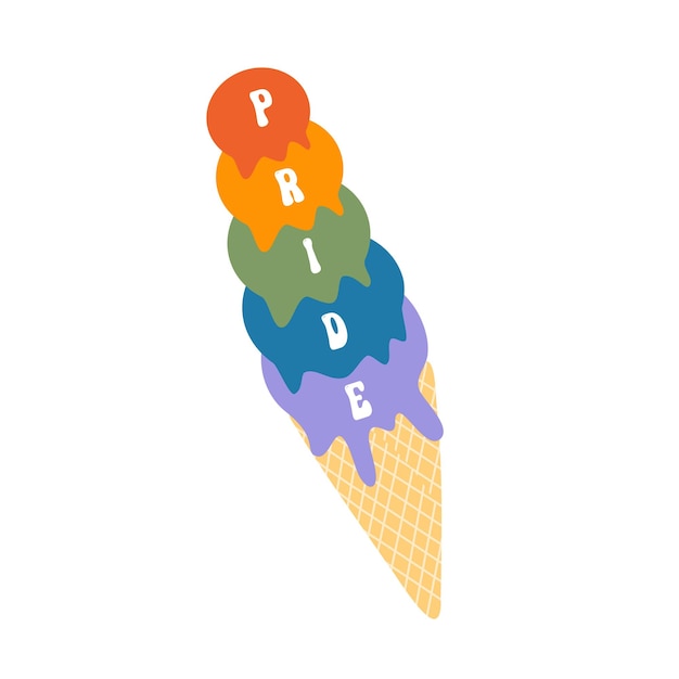 LGBTQ community symbols retro pride month vibes ice cream lettering