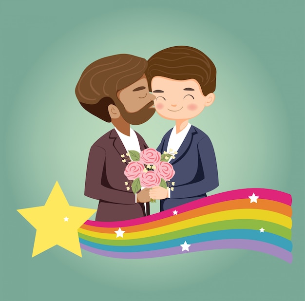 Vector lgbtq couple and pride banner