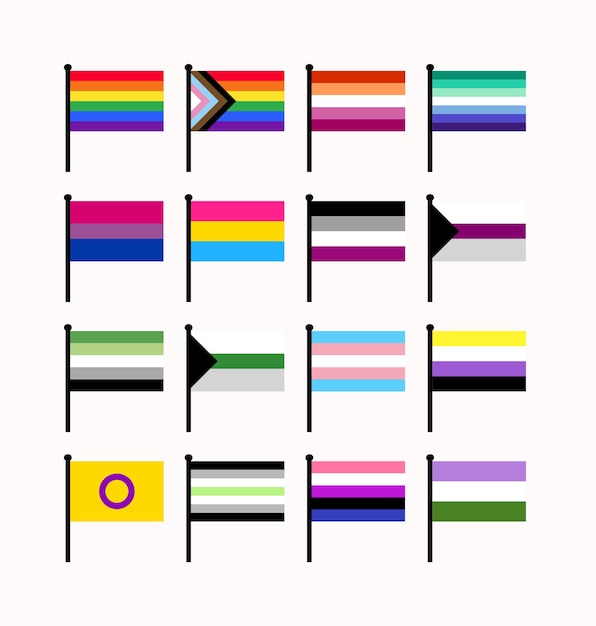 LGBTQ Flags Lesbian Gay Bisexual Trans Queer Pride Vector