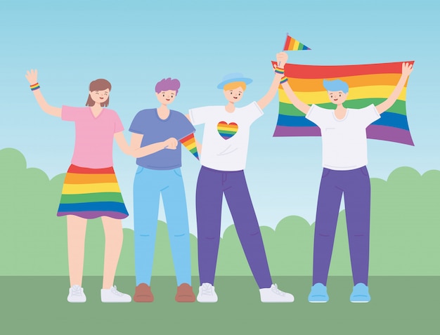 Vector lgbtq-gemeenschap met vlaggen