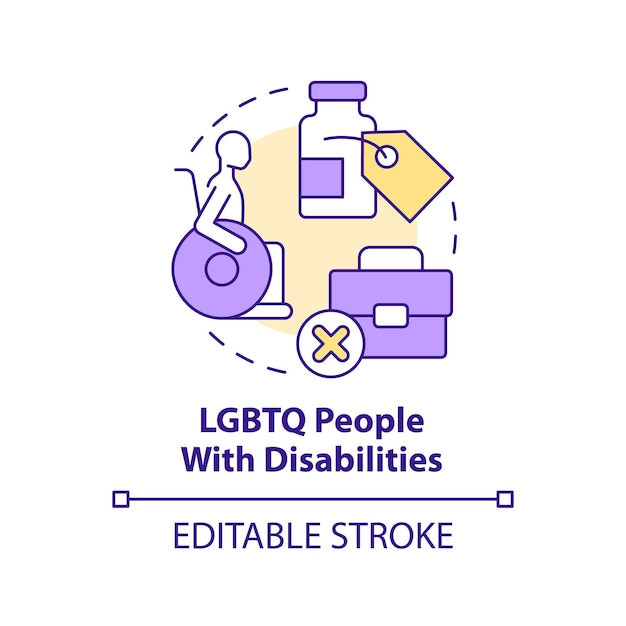 Vector lgbtq mensen met een handicap concept icoon