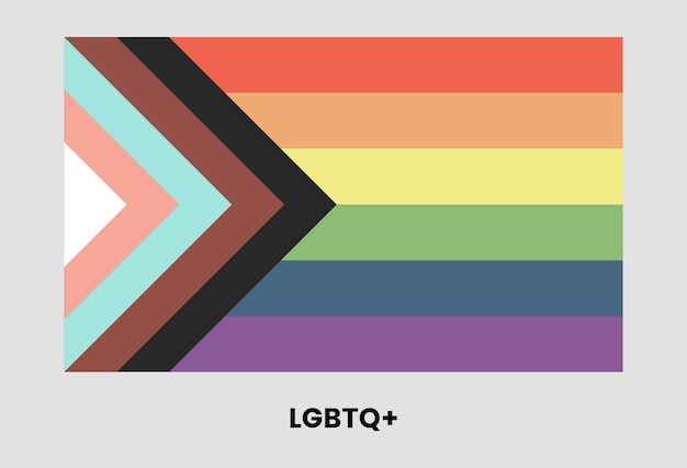 Vettore lgbtq plus flag design arcobaleno rettangolo lesbica gay bisessuale transgender