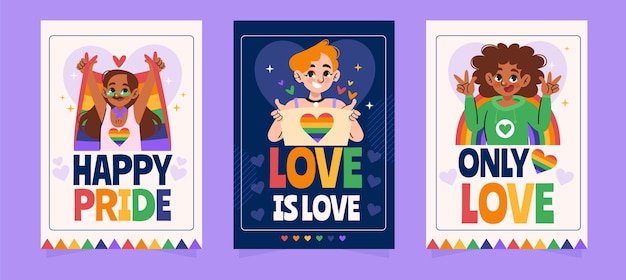 lgbtq+ pride cards set