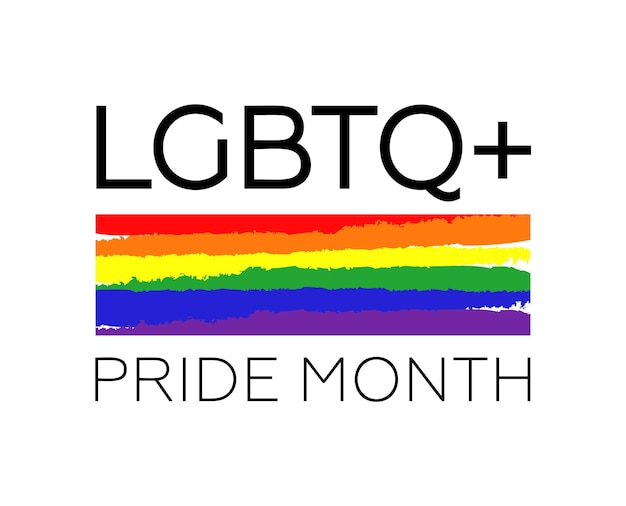 Lgbtq pride month logo with rainbow flag. vector symbol of pride month support. isolated by layers on white for any design.