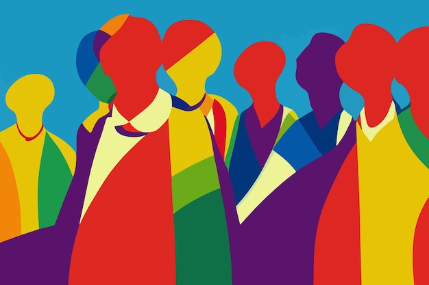 Lgbtq pride and tolerance people illustration rainbow