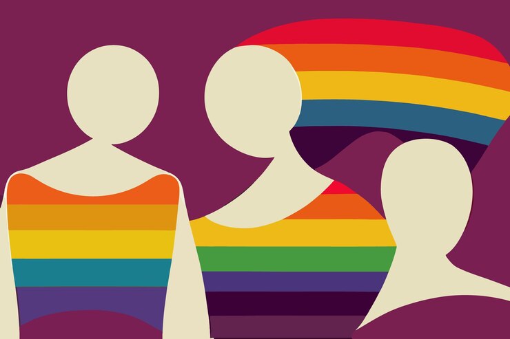 Vector lgbtq pride and tolerance people illustration rainbow