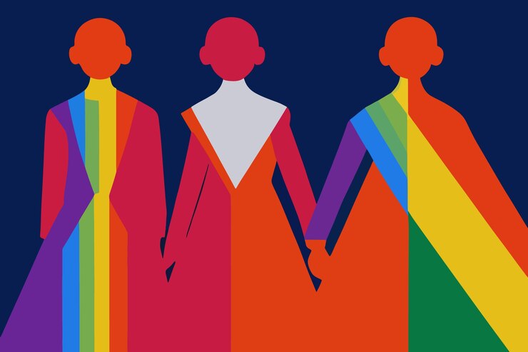 Vector lgbtq pride and tolerance people illustration rainbow