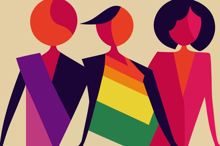 Vector lgbtq pride and tolerance people illustration rainbow