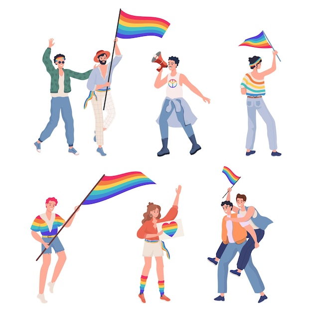 LGBTQ Pride Vector vlakke afbeelding lesbische homo biseksuele transgender man