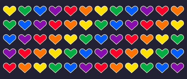 Lgbtq sexual identity pride concept rainbow colors in heart shape background