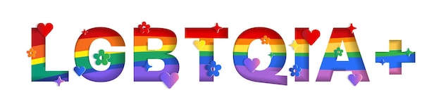 Vettore lgbtqia word abstract white paper fiore vivace cuore sparkle shine pride month arcobaleno colorato r