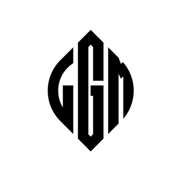 Vettore logo di lgm a lettere circolari con forma di cerchio e ellisse lettere ellissi lgm con stile tipografico le tre iniziali formano un logo circolare lgm emblema circolare monogramma astratto lettera mark vettore