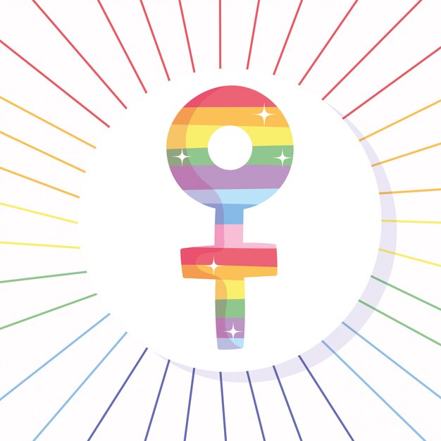 Vector lgtbi female gender with lines  
