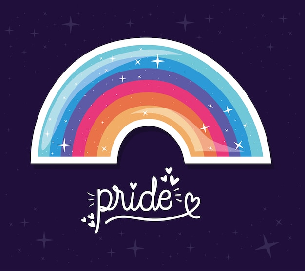 Lgtbi радуга с дизайном текста гордости, иллюстрацией темы любви дня гордости влюбленности и темы идентичности