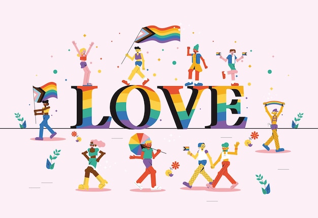 LGTBQ pride raimbow love illustration