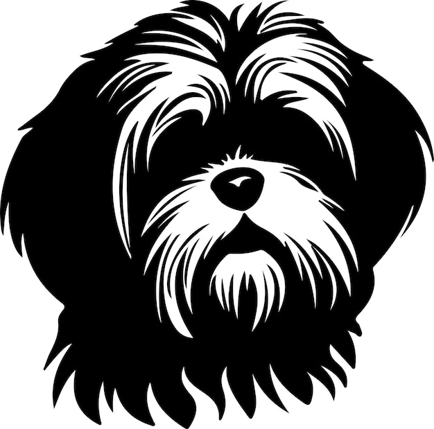 Vector lhasa apso black silhouette with transparent background