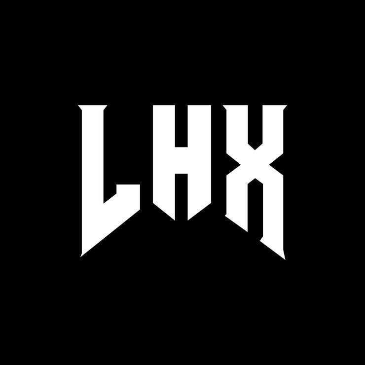 Vector lhx letter logo design for technology company lhx logo design black and white color combination