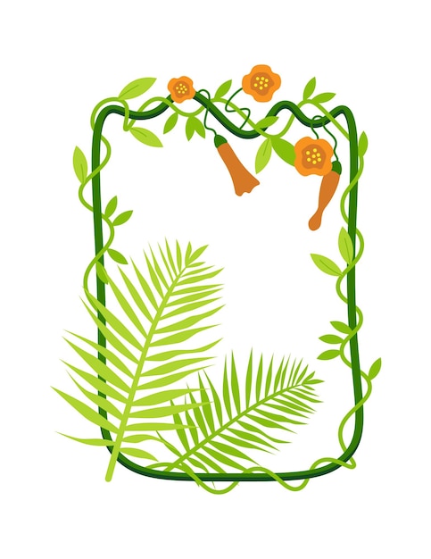 Vector liana jungle frame with flowers