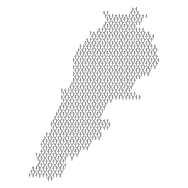 Libanese bevolkingsinfographic kaart gemaakt van mensen met stokcijfers