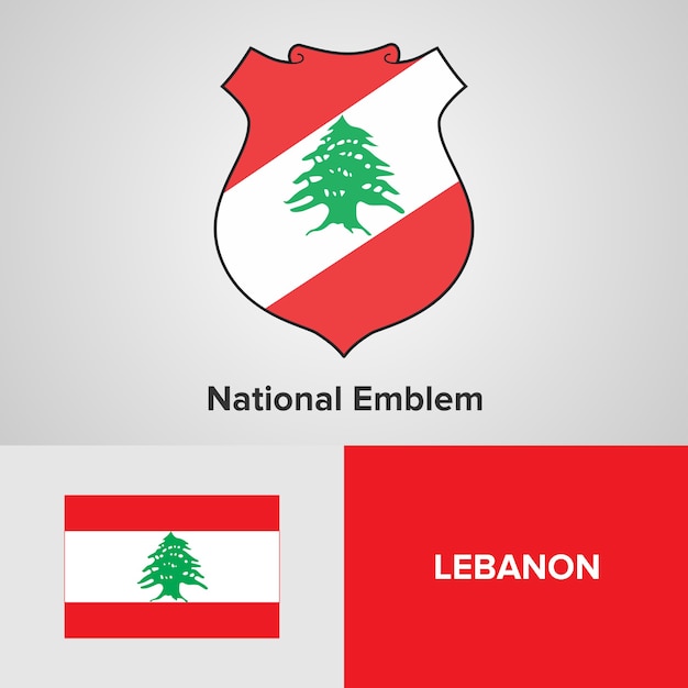Libanon national emblem and flag