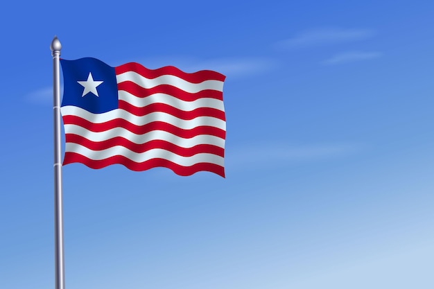 Liberia flag independence day blue sky background