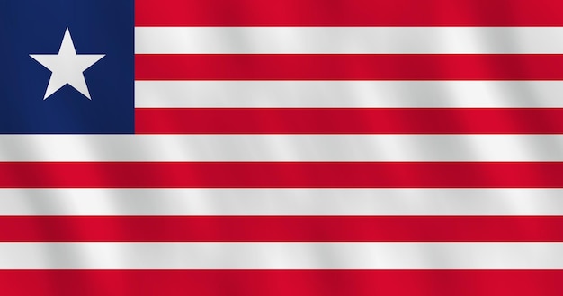 Liberia flag with waving effect, official proportion.