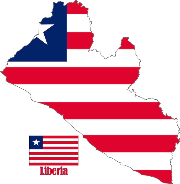 Liberia kaart en vlag