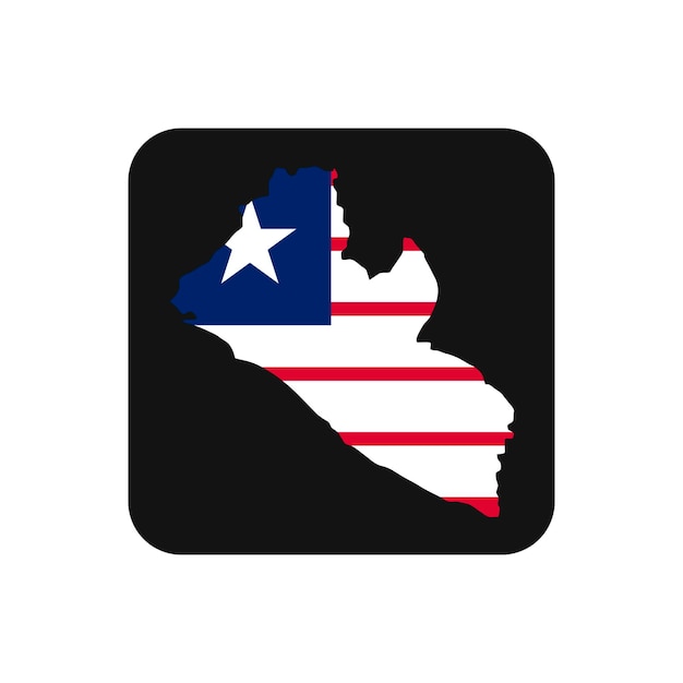 Liberia map silhouette with flag on black background