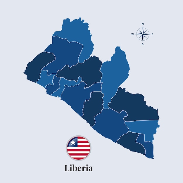 Карта Либерии с флагом Карта Либерии с флагом