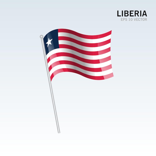 Liberia waving flag isolated on gray