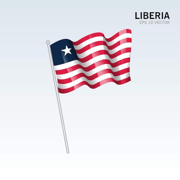 Liberia waving flag isolated on gray