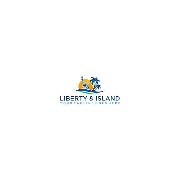 Vector liberty and island logo design