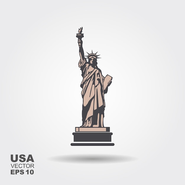 Liberty statue icon illustration flat style vector illustration