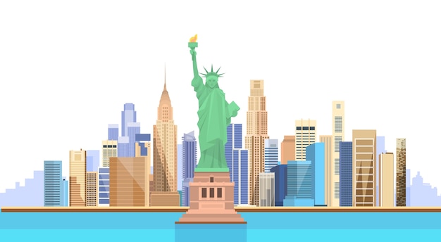 Vector liberty statue verenigde staten new york city view