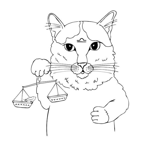 Libra cat holding scales