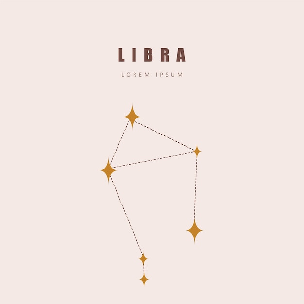 Libra zodiac constellation horoscope vector illustration in boho style mystery and esoteric