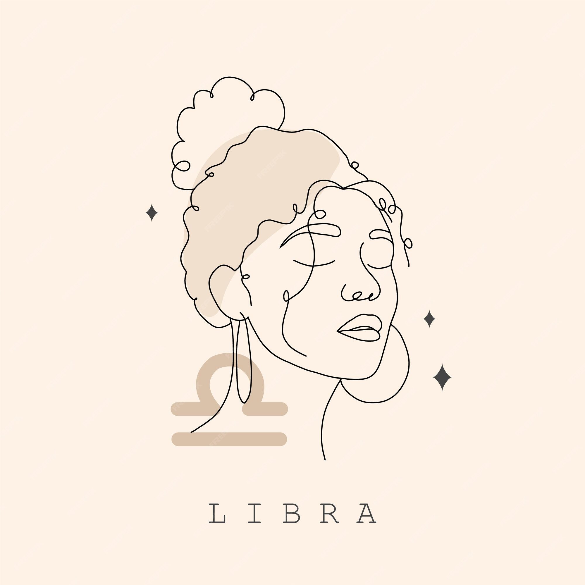 Premium Vector | Libra zodiac sign one line drawing astrological icon ...