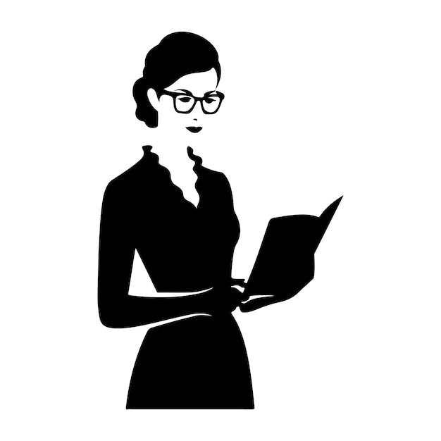 librarian with book silhouette clipart Stock Illustrations