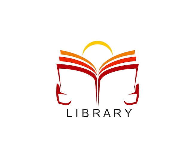 Library book reading abstract icon or emblem