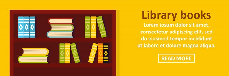 Vector library books banner template horizontal concept