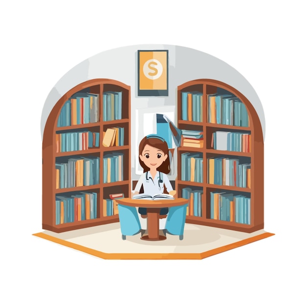 Library cartoon vector on white background