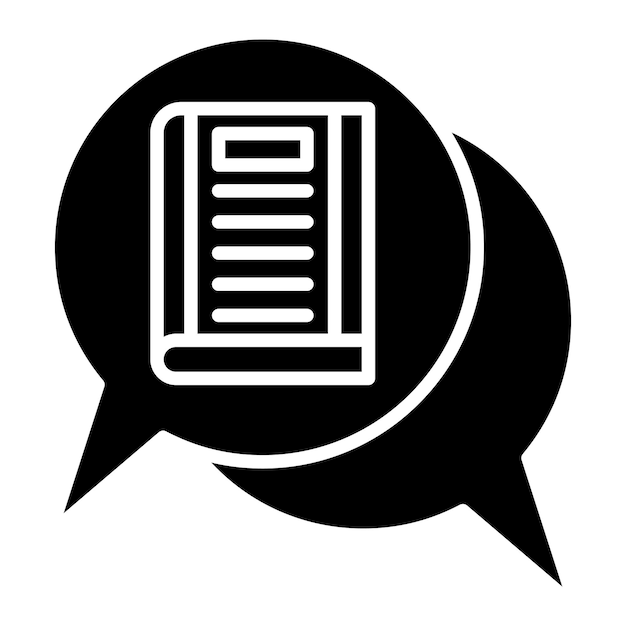 Library Chat Glyph Solid Black Illustration