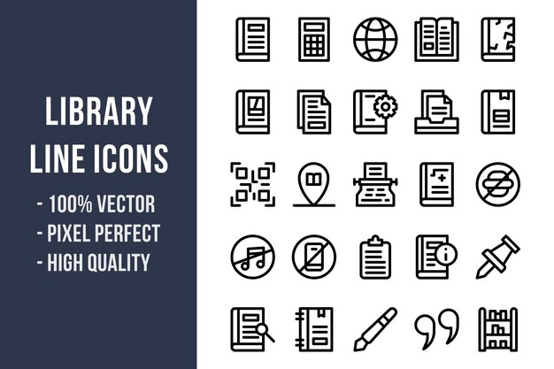 Library Line Icons