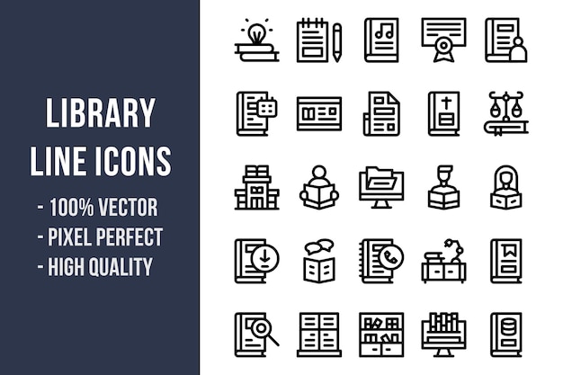 Library Line Icons