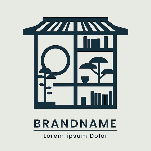 library logo with stack of books theme Japan and classic modern color