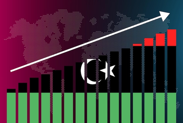 Libya bar chart graph, increasing values, country statistics concept, Libya flag on bar graph