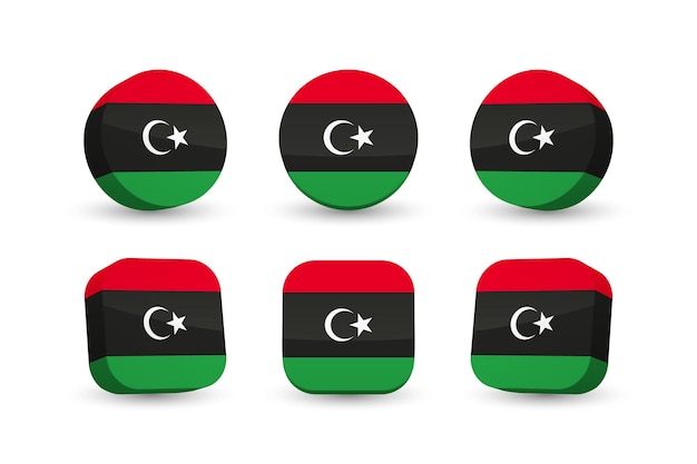 Libya flag 3d vector illustration button flag of Libya isolated on white