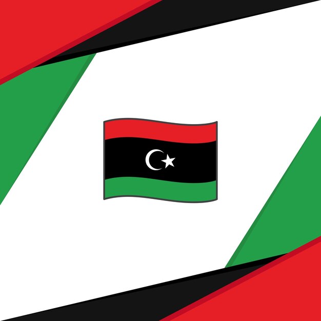 リビアの国旗の抽象的な背景のデザイン テンプレート リビア独立記念日のバナー ソーシャル メディアのポスト リビアの背景