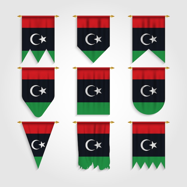 Vector libya flag in different shapes, flag of libya in various shapes